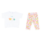 Mayoral Ivory & Pink Floral Cotton Jersey Leggings Set