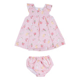 Mayoral Pink All-Over Fruit Print Dress