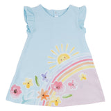 Mayoral Blue Cotton Sunshine & Flowers Dress