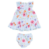 Mayoral Blue Dress With Colourful Floral Print