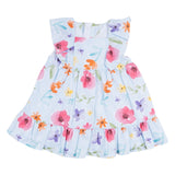 Mayoral Blue Dress With Colourful Floral Print