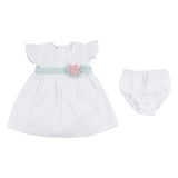 Mayoral Ivory Dress With Green Floral Waistband