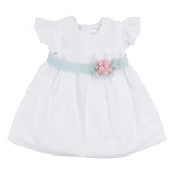 Mayoral Ivory Dress With Green Floral Waistband