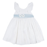Mayoral White Dress With Blue Tulle Sash Belt