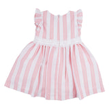 Mayoral Pink Striped Dress With Lace Trim