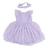 Mayoral Lilac Spotted Tulle Dress Set With Ruffles