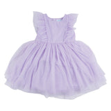 Mayoral Lilac Spotted Tulle Dress Set With Ruffles