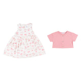 Mayoral Beige Floral Dress & Pink Cardigan Set