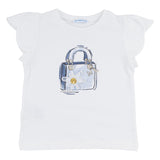 Mayoral White T-Shirt With Blue Handbag Print