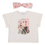 Mayoral Off White Printed T-Shirt With Scrunchie
