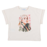 Mayoral Off White Printed T-Shirt With Scrunchie