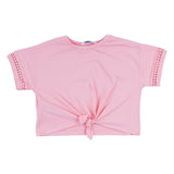 Mayoral Pink Cotton Tie Front T-Shirt With Pretty Sleeves