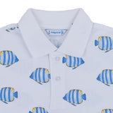 Mayoral White Tropical Theme Polo T-Shirt