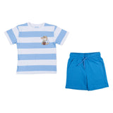 Mayoral White And Blue Striped Trousers And T-Shirt Set