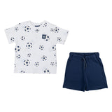 Mayoral White And Navy Printed Knit Set