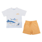 Mayoral White And Peach Shark Shorts Set