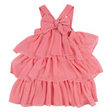 Mayoral Pink Bow Front Organza 3 Layers Dress
