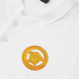 Versace White Pique Polo Shirt With Gold Medusa Logo
