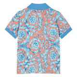 Versace Blue & Orange Pique Barocco Polo Shirt