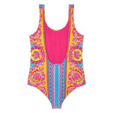 Versace Girls Pink & Blue Electric Barocco Print Swimsuit