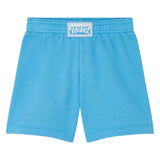 Versace Blue Cotton Jersey Shorts With Logo