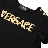 Versace Black Milano Jersey Dress With Gold Logo Motif