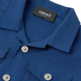 Versace Navy Shirt With Medusa Buttons