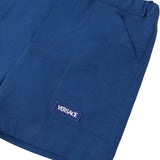 Versace Navy Shorts With Logo Patch