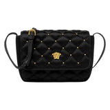 Versace Black Satin Quilted Sling Bag