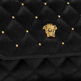 Versace Black Satin Quilted Sling Bag