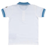 Moncler White Pique Polo Shirt with Blue Trims