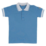 Moncler Blue Pique Polo Shirt with White Trims