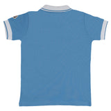 Moncler Blue Pique Polo Shirt with White Trims