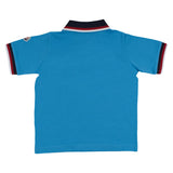 Moncler Blue Pique Polo Shirt with Tricolour Trims