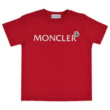 Moncler Red T-Shirt with White Logo Print