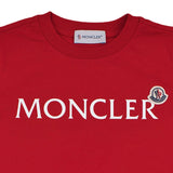 Moncler Red T-Shirt with White Logo Print