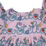 Stella McCartney Pink Floral Logo Print Cheesecloth Dress