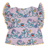 Stella McCartney Pink Cheesecloth Floral Logo Print Crop Top