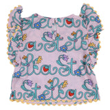 Stella McCartney Pink Cheesecloth Floral Logo Print Crop Top