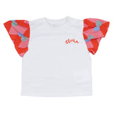 Stella McCartney White Contrast Sleeve Graphic T-Shirt