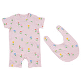 Stella McCartney Pink Floral Print Bib And Romper Set