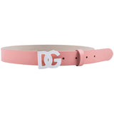 Dolce & Gabbana Pink Patent Leather & Gold Dg Buckle Belt