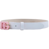 Dolce & Gabbana White Patent Leather & Gold Dg Buckle Belt