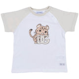 Dolce & Gabbana White & Beige Leopard T-Shirt With Dg Logo