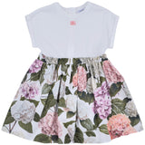 Dolce & Gabbana White Dress With Pink Hydrangea Print