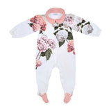 Dolce & Gabbana White & Pink Hydrangea Print Babysuit Set