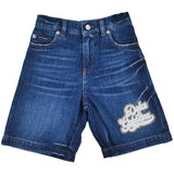 Dolce & Gabbana Blue Logo Applique Denim Shorts