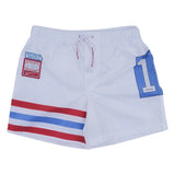 Dolce & Gabbana White Striped Print Nylon Swim Shorts