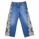Dolce & Gabbana Blue Denim Lace Trim Jeans