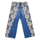 Dolce & Gabbana Blue Denim Lace Trim Jeans